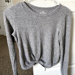 Hollister Grey Knit Cropped Long Sleeve
